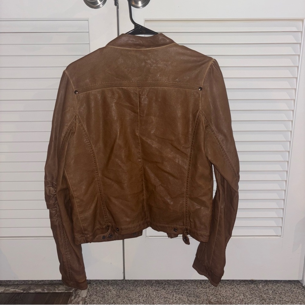 Brown Faux Leather Jacket - Picture 2 of 6